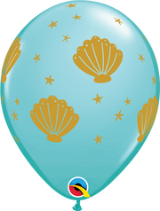Sea Shell Printed Teal 11" Balloon